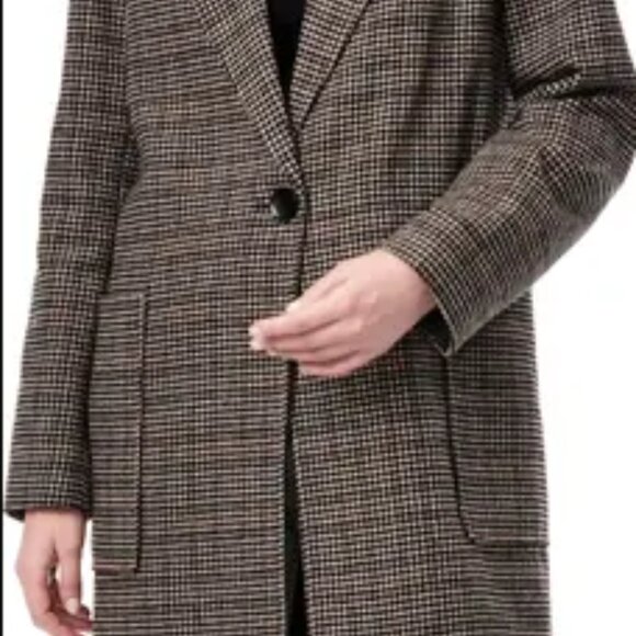 NWT Bernardo Women’s Microhoundstooth Wool Duster Coat Brown Size S - Picture 9 of 9